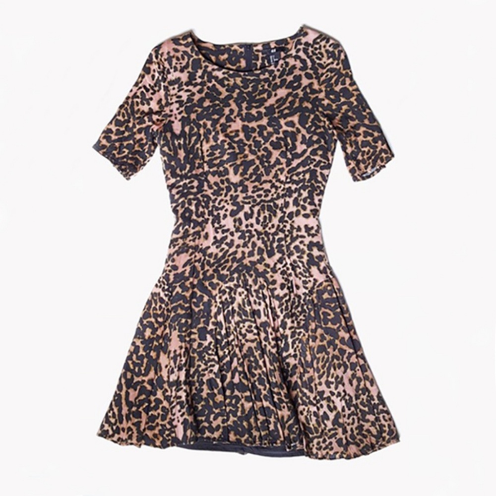 Leopard Print Flared Dress Size 14